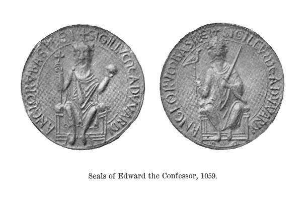 Old engraved illustration of seal of Edward the Confessor, 1059