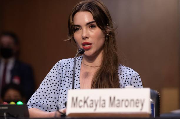 Olympic gymnast McKayla Maroney testifies during a Senate Judiciary hearing about the Inspector General's report on the FBI handling of the Larry...