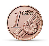 One Euro cent coin (+clipping path)