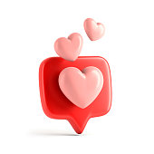 One like social media notification with heart icon