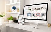 online shop website on home office setup