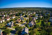 Panoramic aerial view of a upscale suburbs in Atlanta