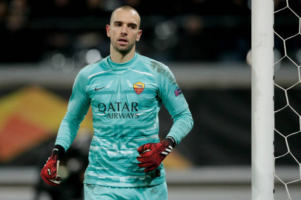 Pau Lopez of AS Roma during the UEFA Europa League match between Gent v AS Roma at the Ghelamco Arena on February 27 2020 in Gent Belgium