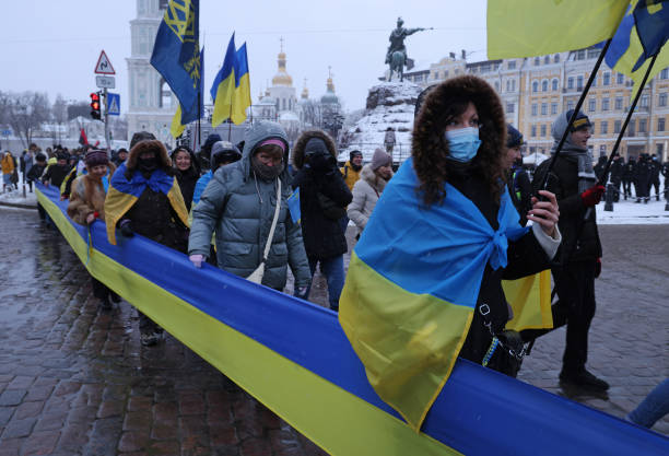 UKR: People Hold Patriotic Rally In Kyiv As Russian Military Invasion Seems Possible