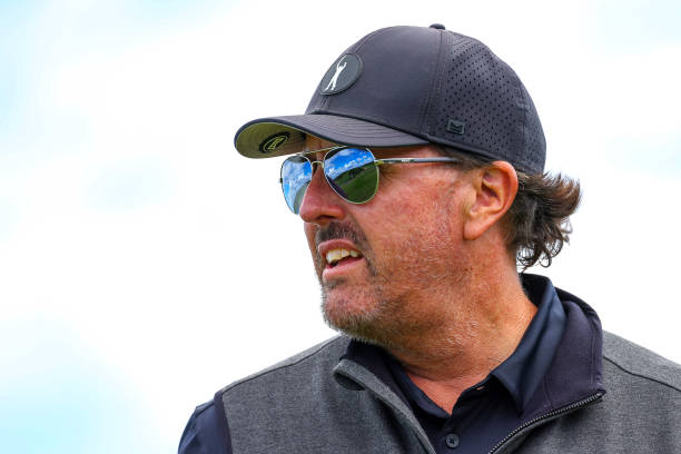 Phil Mickelson of the United States looks on on the 14th hole ahead of the LIV Golf Invitational at The Centurion Club on June 08, 2022 in St Albans,...