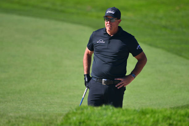 Phil Mickelson stands on the 11th hole during the second round of The Farmers Insurance Open on the North Course at Torrey Pines Golf Course on...