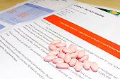 Pile of tablets on a bank letter informing customer of Mortgage Arrears and repossession  with bank statement