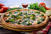 pizza with greens
