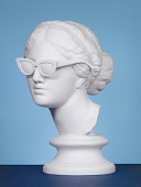 Plaster head wearing sunglasses