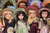 Porcelain dolls in Prague market, sold as souvenirs