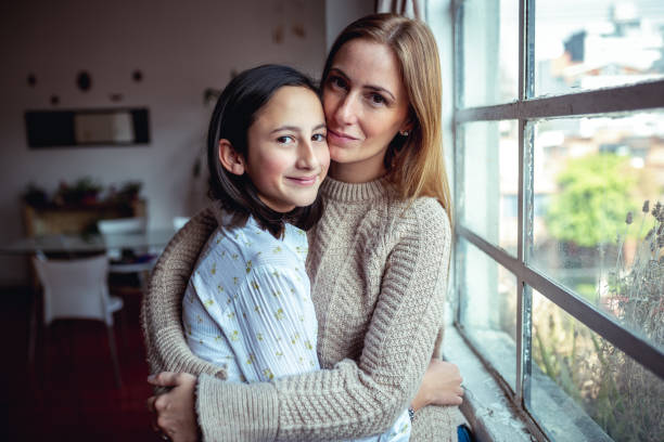 portrait mother and daughter. - mom and daughter stock pictures, royalty-free photos & images