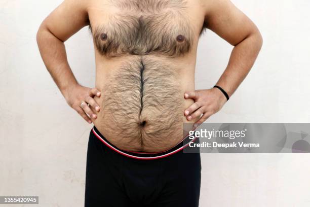 portrait asian fat man show out