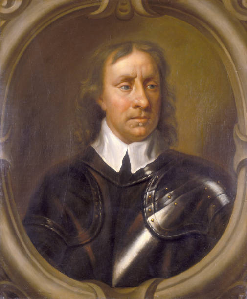 'Portrait of Oliver Cromwell', . Head and shoulders portrait of Oliver Cromwell in armour, within an oval frame. This is one of several replicas of a...