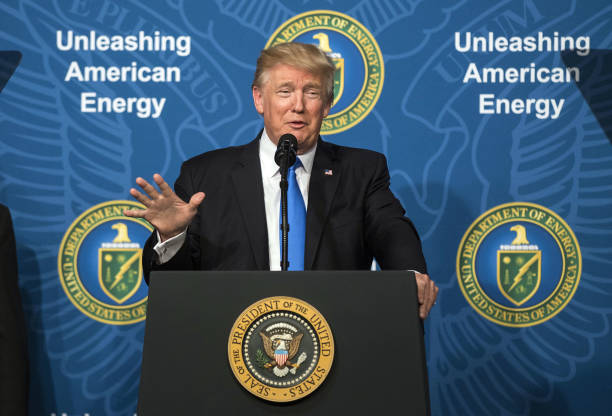 Trump speech Unleashing American Energy backdrop