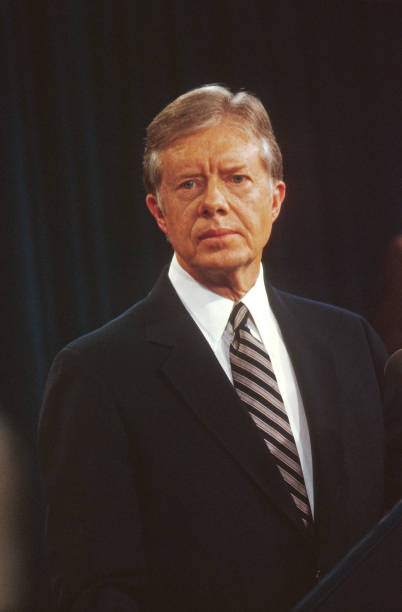 President Jimmy Carter holds a press conference at the White House, Washington DC, February 13, 1980.