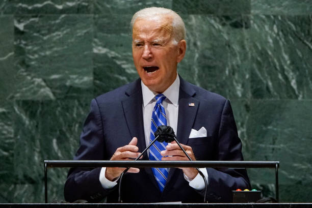 President Joe Biden addresses the 76th Session of the UN General Assembly in New York on September 21, 2021. -
