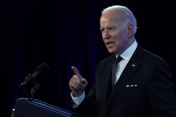 President Joe Biden speaks during the 90th Winter Meeting of USCM on January 21, 2022 in Washington, DC. The U.S. Conference of Mayors held its...