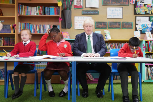 GBR: Boris Johnson Visits Primary School In Kent