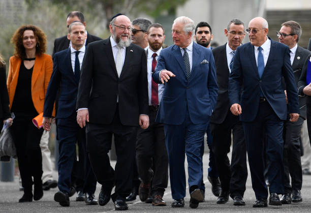 Prince Charles Prince of Wales and Britain's Chief Rabbi Ephraim Mirvis during a tour to the Israel Museum on January 23 2020 in Tel Aviv Israel