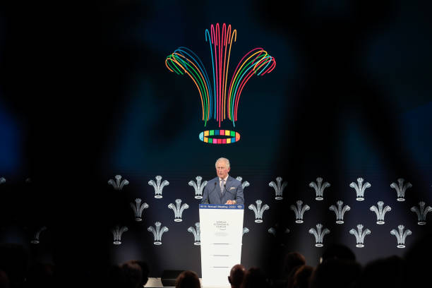 Prince Charles Prince of Wales delivers a speech during a special address on day two of the World Economic Forum in Davos Switzerland on Wednesday...