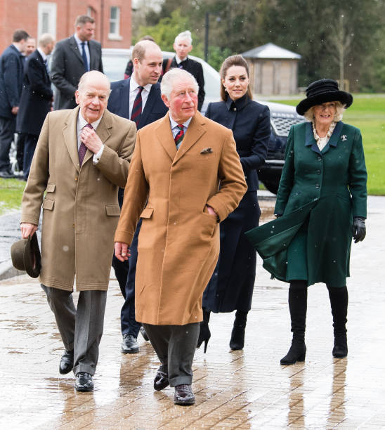 Prince Charles Prince of Wales Prince William Duke of Cambridge Catherine Duchess of Cambridge and Camilla Duchess of Cornwall visit the Defence...