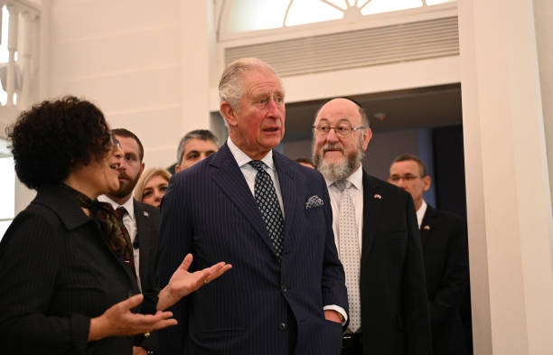 Prince Charles Prince of Wales views a reconstructed Synagogue on a tour of the Israel Museum on January 23 2020 in Tel Aviv Israel