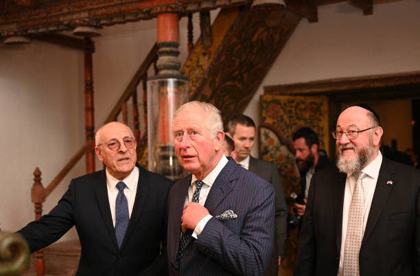 Prince Charles Prince of Wales views a reconstructed Synagogue on a tour of the Israel Museum on January 23 2020 in Tel Aviv Israel