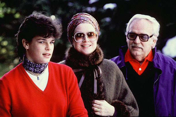 Prince Rainier III of Monaco with daughter Princess Stephanie and wife Princess Grace Kelly at Schonried, in 1979 in Gstaad, Switzerland.