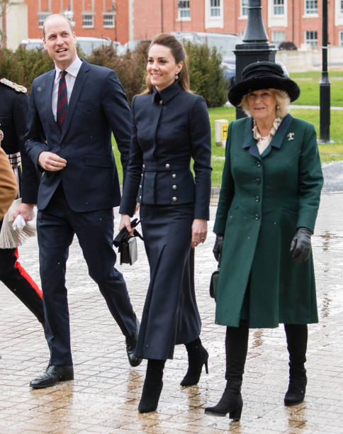 Prince William Duke of Cambridge Catherine Duchess of Cambridge and Camilla Duchess of Cornwall visit the Defence Medical Rehabilitation Centre...