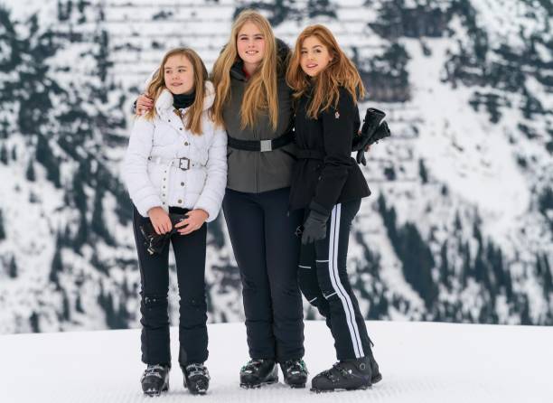 Princess Ariane Princess CatharinaAmalia and Princess Alexia pose for a picture on February 25 2020 during their winter holiday in Lech am Arlberg in...