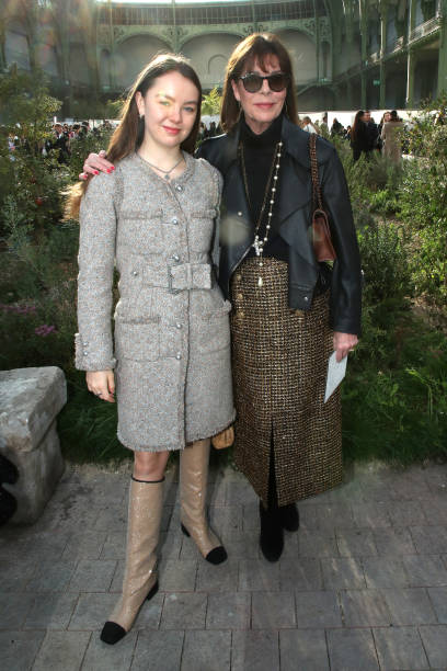 Princess Caroline of Hanover with her daughter Princess Alexandra of Hanover attend the Chanel Haute Couture Spring/Summer 2020 show as part of Paris...