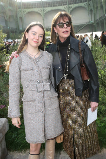 Princess Caroline of Hanover with her daughter Princess Alexandra of Hanover attend the Chanel Haute Couture Spring/Summer 2020 show as part of Paris...