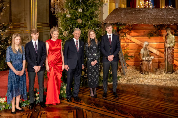 BEL: Belgium Royal Family Poses In Front Of Christmas tree At Royal Palace In Brussels