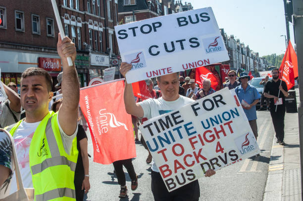 GBR: North London Bus Workers Protest Proposed Route Cuts