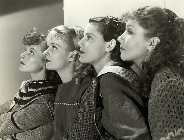 Publicity handout showing : Katherin Hepburn, Joan Bennett, Francis Dee and Jean Parker, for the 1933 RKO Pictures production of "Little Women."...