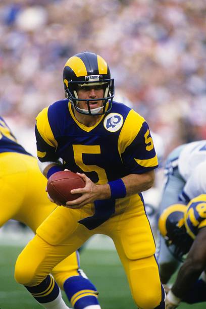 quarterback-dieter-brock-of-the-los-angeles-rams-looks-to-make-a-play-picture-id89751240