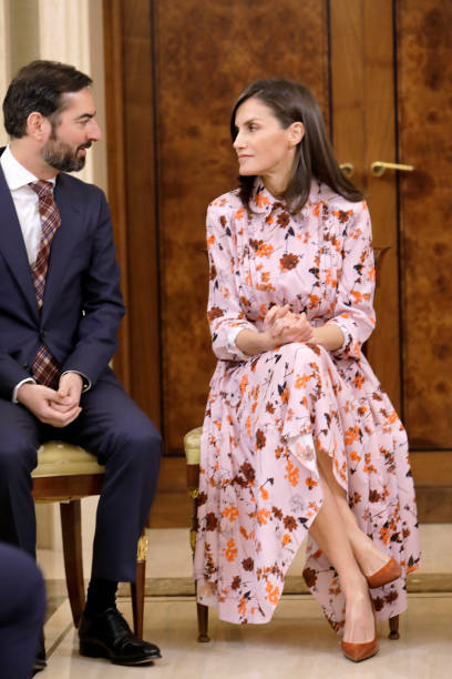 Queen Letizia of Spain attends several audiences at Zarzuela Palace on February 21 2020 in Madrid Spain