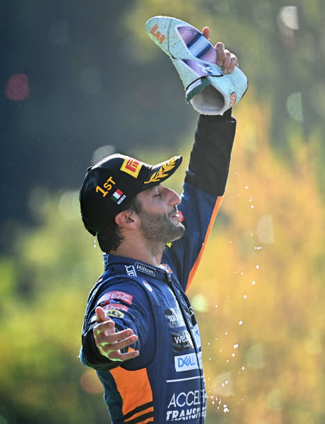 Daniel Ricciardo at Monza 2021 winning for McLaren