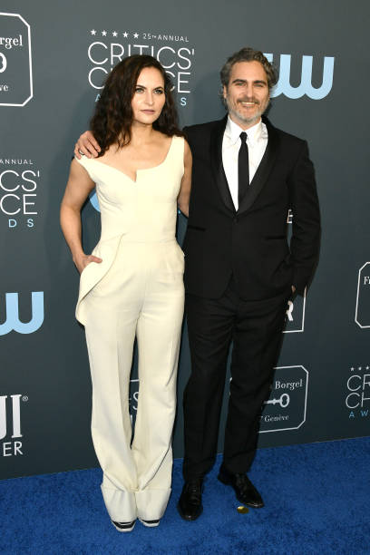 Rain Phoenix and Joaquin Phoenix attend the 25th Annual Critics' Choice Awards held at Barker Hangar on January 12 2020 in Santa Monica California