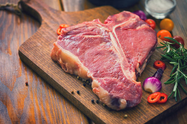 raw fresh beef tbone steak picture