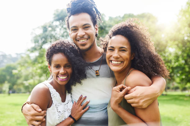 real friends treat you like family - black polyamory stock pictures, royalty-free photos & images