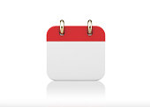 Red Empty Calendar Icon Standing on White Background