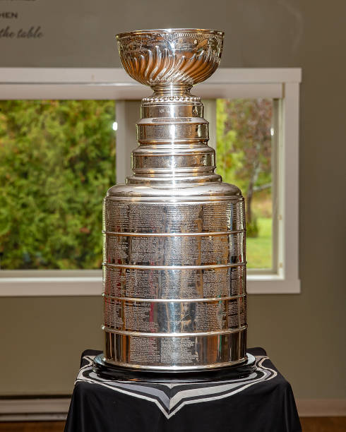 Residents of the Grandview Senior Home gather with the Stanley Cup prior to the Kraft Hockeyville game between the Detroit Red Wings and the St....