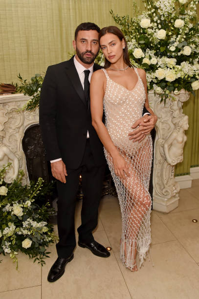 Riccardo Tisci and Irina Shayk attend the British Vogue and Tiffany Co Fashion and Film Party at Annabel's on February 2 2020 in London England