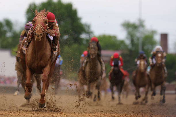 Rich Strike with Sonny Leon up wins the 148th running of the Kentucky Derby at Churchill Downs on May 07, 2022 in Louisville, Kentucky.
