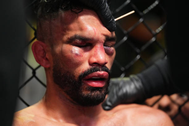 Rob Font reacts after the conclusion of his five-round bantamweight fight against Marlon Vera of Ecuador during the UFC Fight Night event at UFC APEX...
