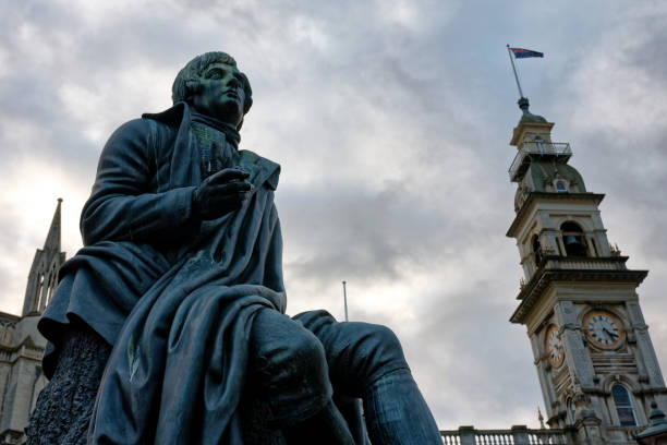 Robert Burns statue at The Octagon, Dunedin city centre, Otago, New Zealand