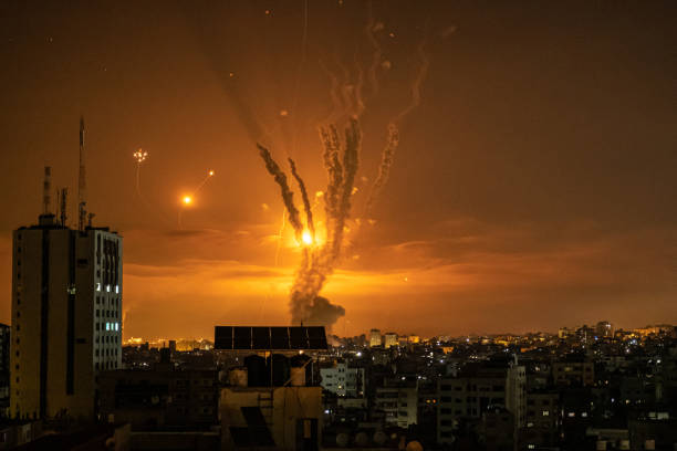 Rockets launched towards Israel from the northern Gaza Strip and response from the Israeli missile defense system known as the Iron Dome leave...