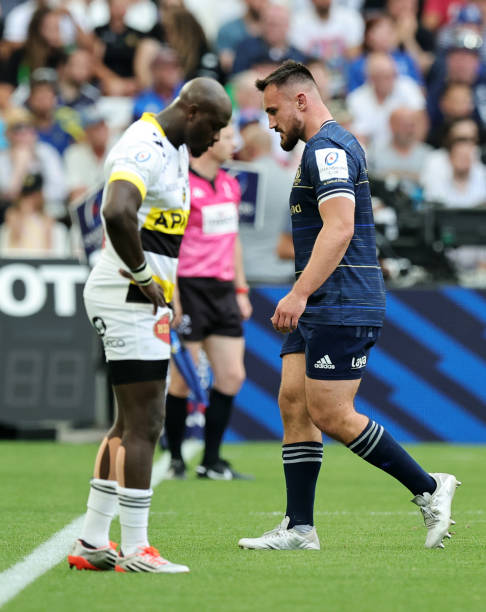 MARSEILLE, FRANCE - MAY 28: Ronan Kelleher of Leinster Rugby leaves the field with an injury during the Heineken Champions Cup Final match between Leinster Rugby and La Rochelle at Stade Velodrome on May 28, 2022 in Marseille, . (Photo by David Rogers/Getty Images)