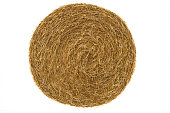Round hay bale isolated on a white